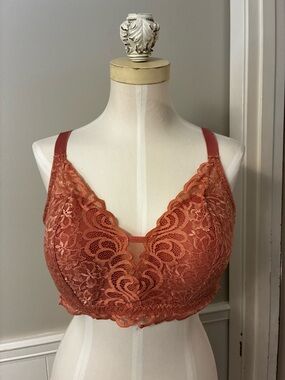 Bali Terracotta Lace Bralette with Scalloped Trim